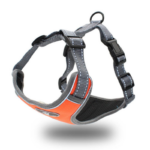 dog harness oxford air in orange colour, an adjustable harness for dogs with reflex, breathable fabric and durable design