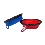 foldable travel bowl for dogs product image blue and red with white background